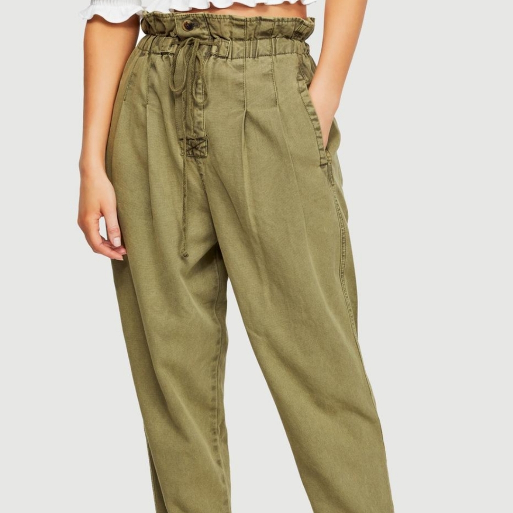 Free People Green Paperbag Cargo Pants